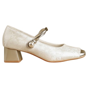 新中式古风配旗袍单鞋女2026秋新款绝美配裙子增高晚晚风粗跟鞋子