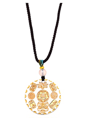 999实心纯银描金福牌吊坠男女款蛇年礼物吉言无事牌项链平安喜乐