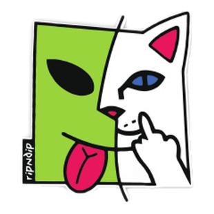 TLP反光车贴 ripndip潮牌滑板中指猫外星人宠物猫艺术卡通贴纸