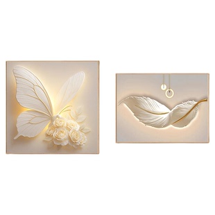 现代轻奢卧室床头装饰画高级感蝴蝶羽毛主卧房间挂画温馨艺术壁画