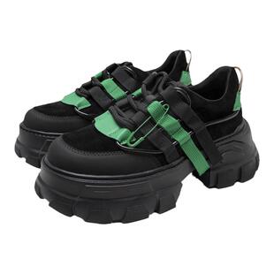 MIO米奥机能运动鞋女增高松糕底时尚休闲鞋厚底工装风撞色老爹鞋