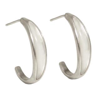 LOPHNE 法式C型白贝母耳钉 纯银手工日常通勤百搭气质复古高级感