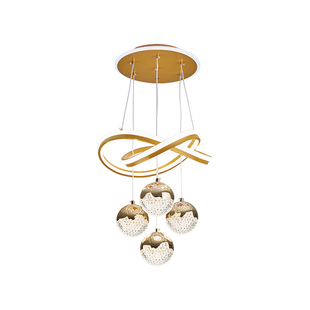 现代轻奢餐厅吊灯LED金色创意吊线灯具餐厅灯客厅灯大气语音智能