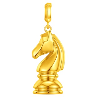 福家18K金骑士马项链 女一骑制胜纯银复古生肖马年本命年情侣礼物