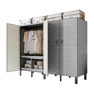 2025新款简易衣柜加粗加厚全钢架免安装折叠布衣柜磁吸组装一体式