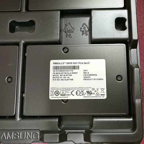 全新三星PM983a 7.68TB企业级固态硬盘，2.5寸U