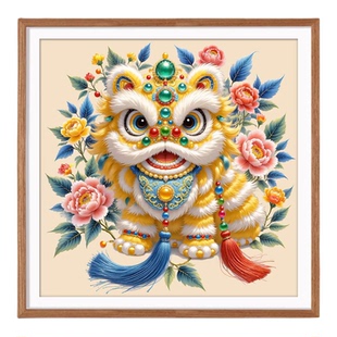 金狮聚宝十字绣2026新款客厅高级小件招财醒狮卧室年轻人手工刺绣