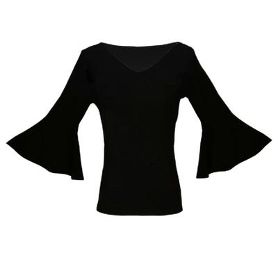 v领T恤女喇叭袖莫代尔百搭中袖