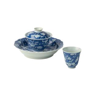 三勤堂功夫茶主人杯手绘青花一鹭莲科两才盖碗功夫茶具套装泡茶碗