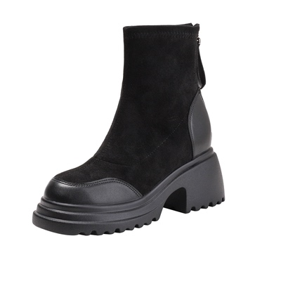 高跟马丁靴女款2025新款小个子洋气气质小短靴厚底内增高10cm秋冬