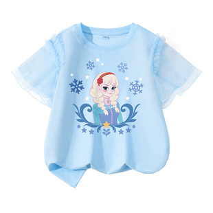 真维斯女童夏季套装2026新款韩系高级感穿搭紫色短袖t恤儿童夏装