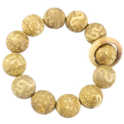 陵固思崖柏手串雕刻佛珠