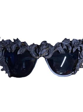 手作花丝防紫外线复古黑太阳镜