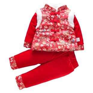 0-1岁女宝宝冬装棉服10个月6婴儿棉衣套装冬季加厚幼儿棉袄二件套