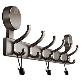 免打孔置物架挂衣架收纳吸盘门后挂钩强力承重厨房浴室粘钩入户门