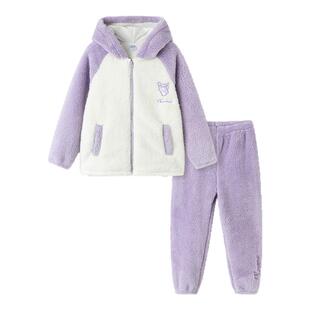 库洛米IP巴拉巴拉儿童睡衣女童加厚珊瑚绒家居服保暖冬季新款童装