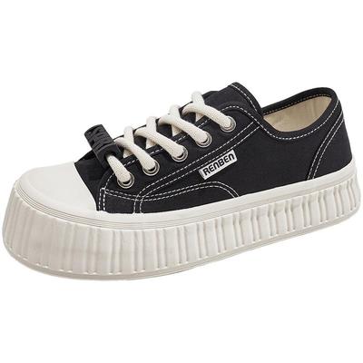 人本官方正品平底帆布鞋女饼干鞋2025夏季复古板鞋芒果头女鞋潮鞋