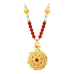 【万能链 搭配吊坠】诗普琳 黄18K金南红玛瑙蜜蜡绿松 DIY配件女