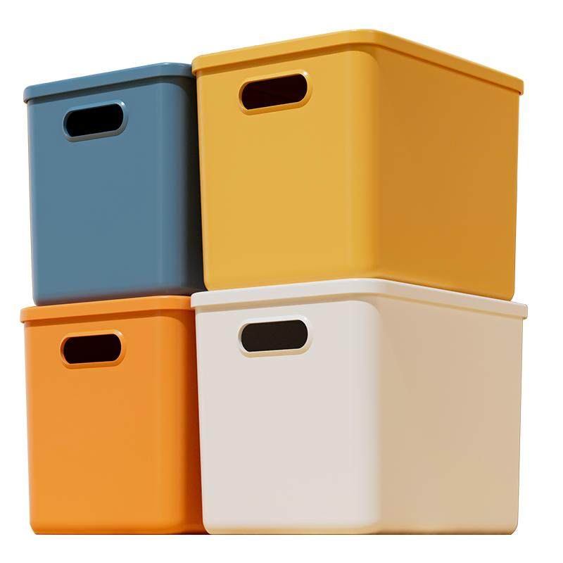 收纳盒桌面杂物零食整理盒学生宿舍长方形带盖塑料储物筐置物盒子