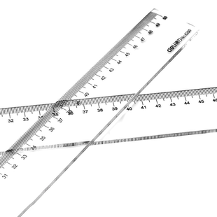 得力办公直尺塑料带波浪线不锈钢尺子绘图测量透明划线尺格尺教师专用50厘米钢尺尺一年级小学生文具加厚板尺
