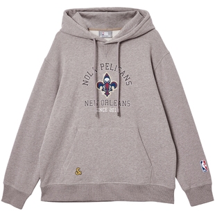 杰克琼斯男装秋冬卫衣2025年新款NBA联名抽绳连帽做旧长袖上衣