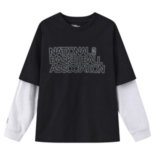 nbakids童装2025年新款儿童长袖假两件T恤宽松舒适K251TS090P