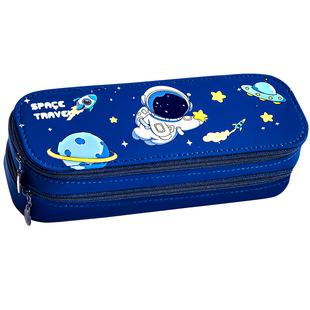 双层笔袋超大容量多功能文具袋可爱卡通图案铅笔袋儿童整理收纳铅笔橡皮神器可放20cm尺子笔袋防水耐脏文具盒