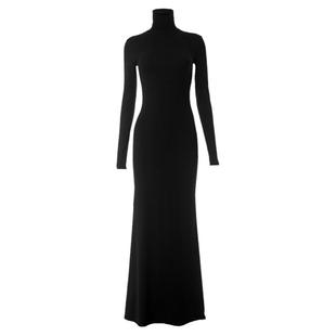 Ahagaga 欧美风气质长款鱼尾打底裙秋冬款弹力紧身百搭高领连衣裙