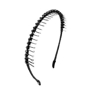 老年人发箍黑色水钻带齿防滑发卡中老年人水晶头箍老奶奶压发发捆