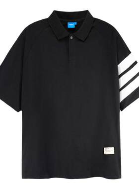 条纹分割短袖翻领polo