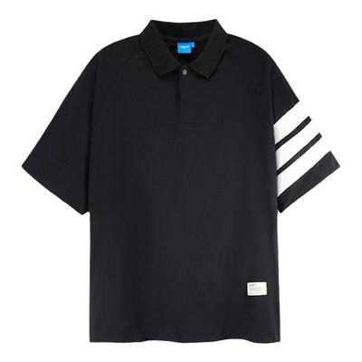 条纹分割短袖翻领polo