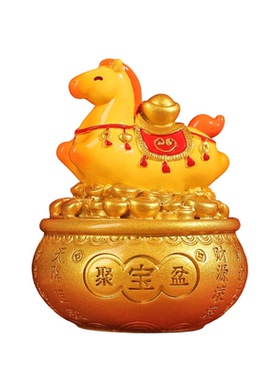 创意福运聚宝盆发财马摆件装饰品