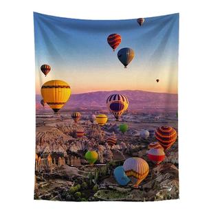土耳其热气球风景竖版挂布背景布卧室房间装饰画布背景墙遮挡墙布