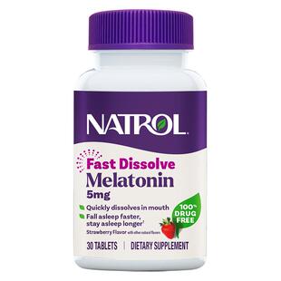 【试用装 低频服用】Natrol美国褪黑素睡眠片5mg速溶退黑素10mg