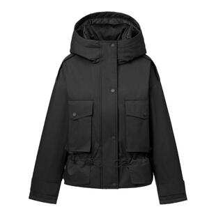 VGRASS冲锋衣式鹅绒羽绒衣冬新款哑光面料多口袋连帽短款羽绒服女