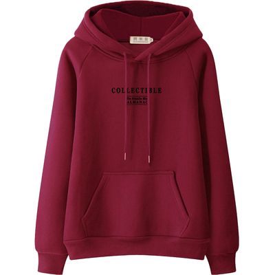 班米曼秋冬加绒卫衣女连帽洋气