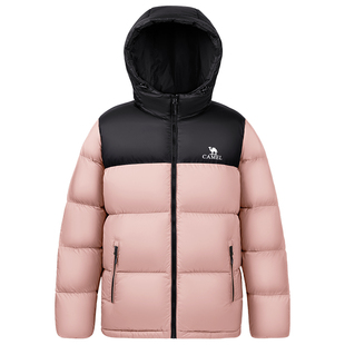 骆驼羽绒服女冬季2025新加厚保暖短款黑色面包服女生外套