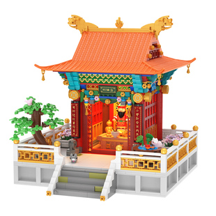 砖也财神庙积木房子形拼装国风建筑模型高难度拼图成人收藏送送礼