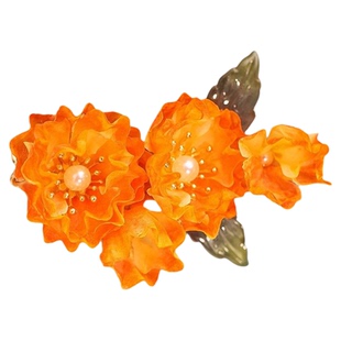 红妆花韵！新中式花朵发卡超仙红色喜庆边夹汉服头饰新娘配饰旅行