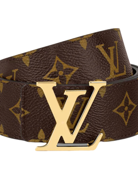 LV/路易威登 金标老花黑内双面腰带 4CM宽 商务休闲百搭正品皮带