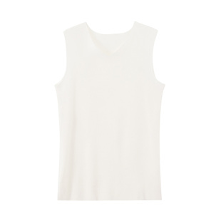 续点加绒加厚无痕保暖背心男V领宽肩紧修身纯白色内搭打底秋冬季