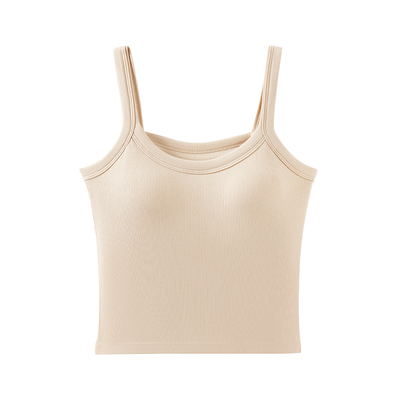 雅鹿针织吊带背心女带胸垫美背