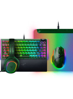Razer雷蛇幻影绿系列巴塞利斯蛇电竞游戏鼠标垫键盘耳机RGB套装