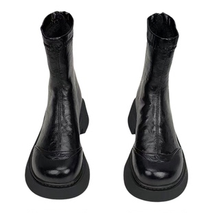 真皮马丁靴女款2025秋冬新款英伦风厚底时尚加厚绒切尔西休闲短靴