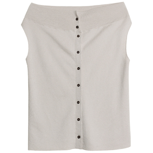 322WORKHOUSE针织背心上衣女士2025新款春夏一字领设计感马甲B629