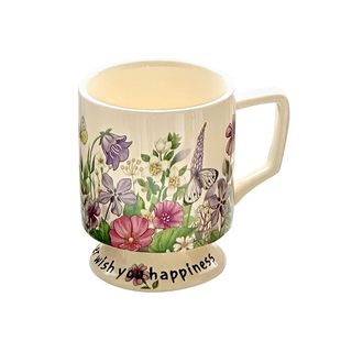 法式复古紫罗兰陶瓷马克杯喝水杯子高级感小众咖啡杯女生办公家用