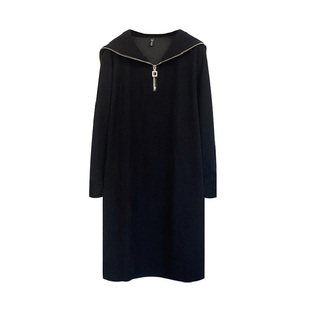 连衣裙大码女装秋冬微胖mm减龄海军领拉链学院风加绒正肩显瘦清仓