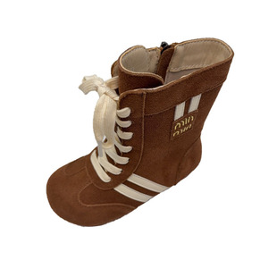 牛皮磨砂皮棕色反毛皮儿童女童废士风短靴子马丁单靴德训户外沙漠