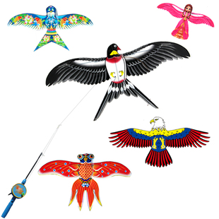 儿童手持鱼竿风筝30/35/50cm多款迷你仿真好飞卡通新款动态风筝