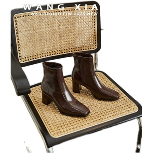 dd【王小毒】毒家自制·经年之约○高跟短靴女短筒气质方头瘦瘦靴